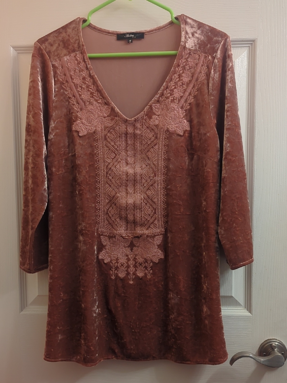Andree embroideeed crushed velvet top